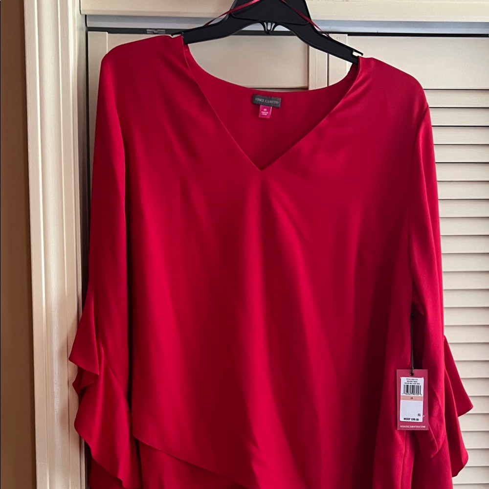 Vince Camuto Red V-Neck Blouse